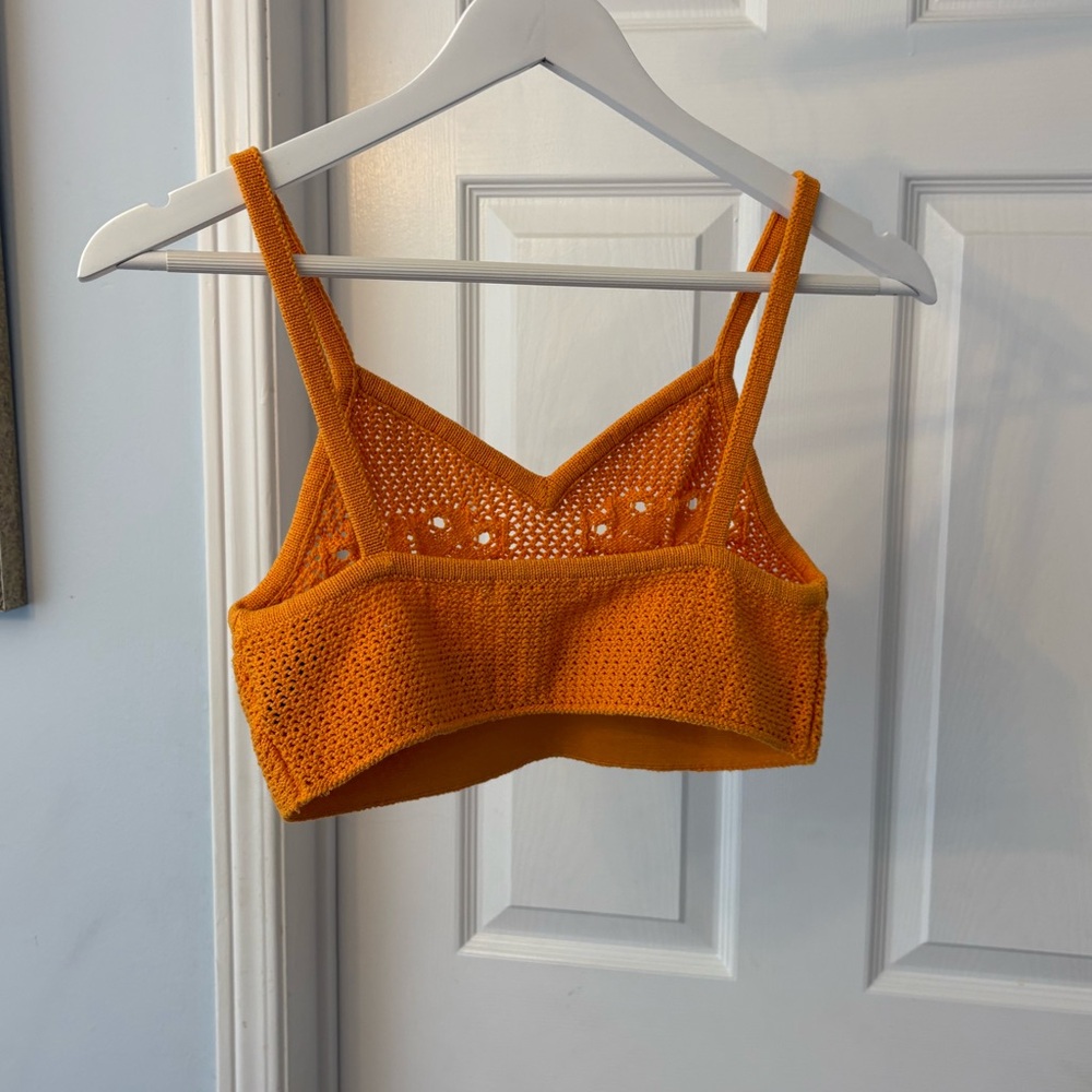 H&M Orange Crochet Bralette Top Size Small - Picture 9 of 11